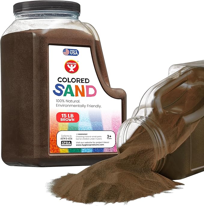 Hygloss Colored Sand for Crafts - 15 lb Bottle, Brown - Vibrant Colorful Fine Sensory Play Sand Art Kits for Kids - Classroom Activities for Children 3 4 5 6 7 8 9 10 11 12 - Safe for Ages 3+ - Bloomnest