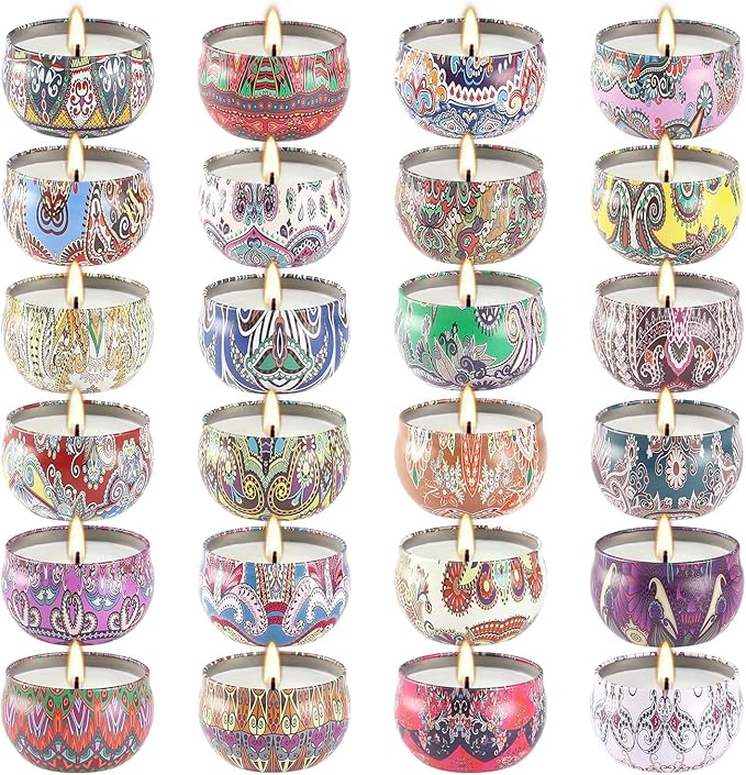 24Pack Scented Candles,Soy Wax Jar Candles,Aromatherapy Candles for Home 2.5 OZ Scented Candles for Mom for Christmas Candles, Birthday, Thanksgiving, Mother's Day,Valentine'sDay - Bloomnest