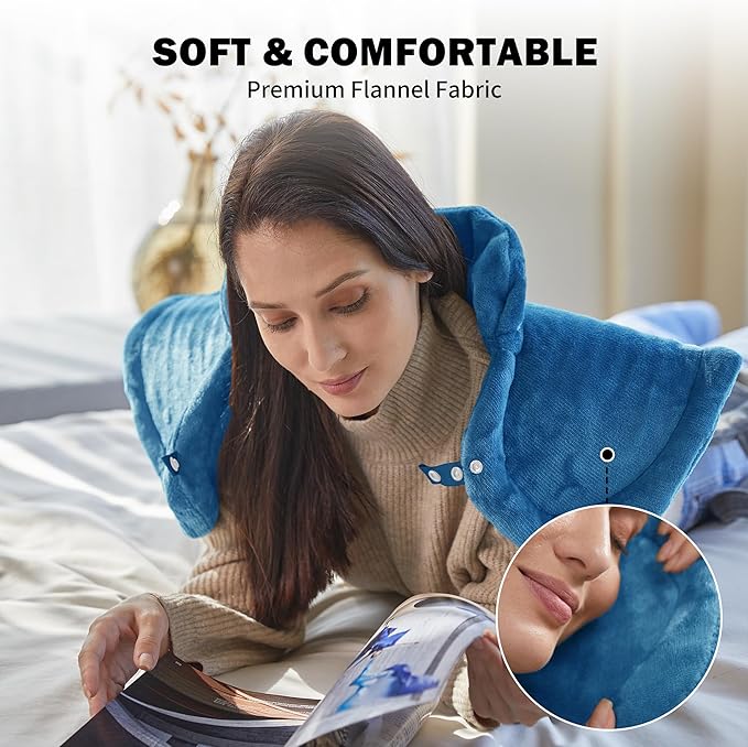 Heating Pad for Neck Shoulder and Back, Valentines Day Gifts for Her Him, Birthday Gift for Women Men Mom, Deeper Pain Relief,Large Weighted Heat Pad, ETL Certified, Blue - Bloomnest