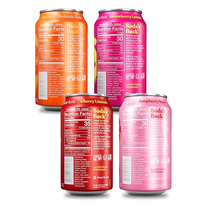 Poppi Sparkling Prebiotic Soda Beverage with Apple Cider Vinegar, Seltzer Water and Fruit Juice, Short List Variety Pack, 12 Fl Oz, Pack of 12, Packaging May Vary - Bloomnest