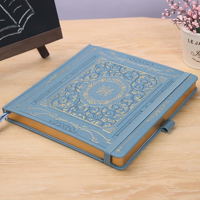 TIEFOSSI Dotted Journal Notebook, Dot Grid Notebook for Women Men, Hardcover PU Leather Journal, 160 GSM Thick Paper, 160 Numbered Pages with Gold Edges, 8 x 8 Square Diary - Bloomnest