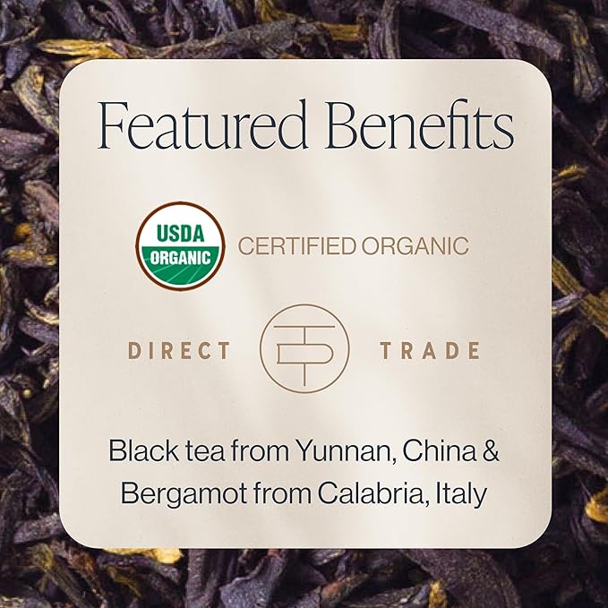 Rishi Tea Earl Grey Supreme Tea - Organic, Caffeinated Loose Leaf Tea with Bergamot Oil and Top Grade Yunnan Black Tea - 4 Ounces, 12+ Servings - Bloomnest