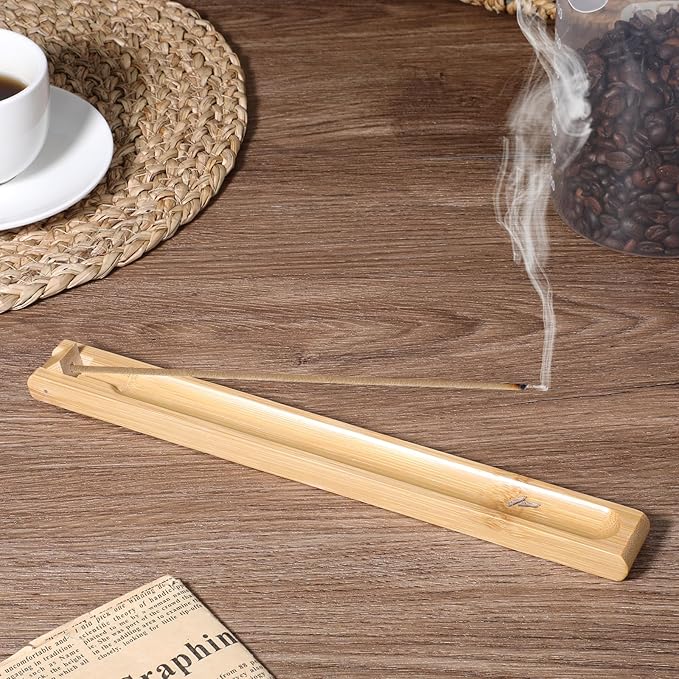 2 Pieces Incense Holder for Sticks with Adjustable Holder Natural Bamboo Incense Stick Wood Stick Angle Home Incenses Burner with Ash Collector Incenss Burner for Meditation Yoga Relaxation Home Decor - Bloomnest
