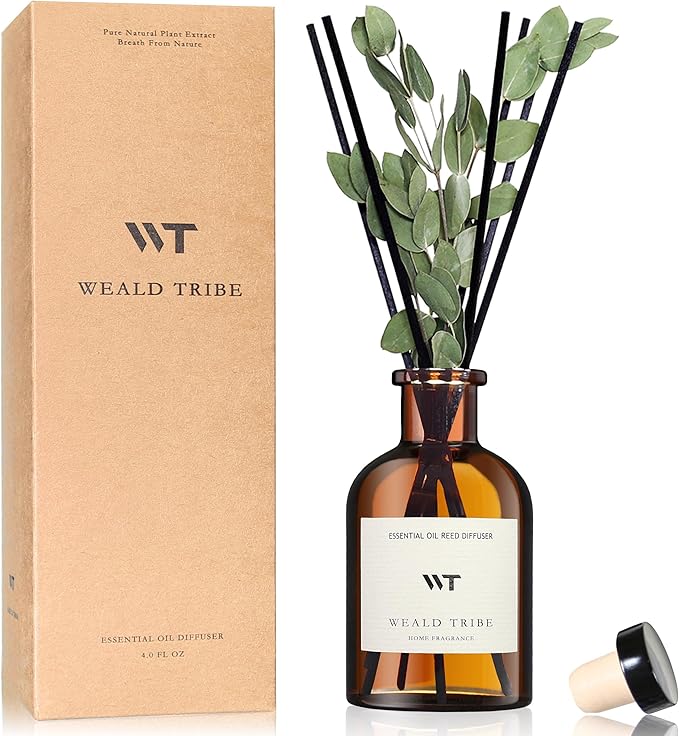 WEALD TRIBE Flower Reed Diffuser Set Eucalyptus & Lavender Scent For Bathroom Accessories Shelf Decor & Air Fresheners, Sticks Defusers With 4.0 fl oz Essential Oils, House Bedroom Office Decor & Gift - Bloomnest