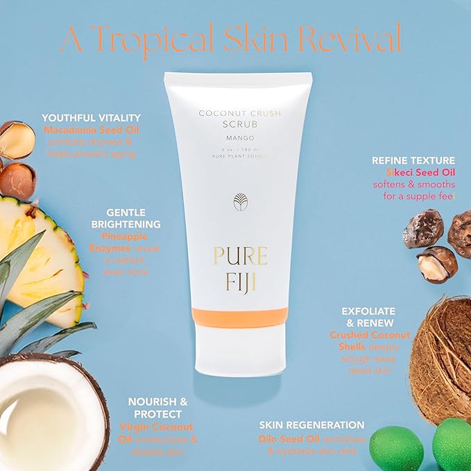 Pure Fiji Coconut Crush Scrub, Mango (6oz/180ml) - Bloomnest