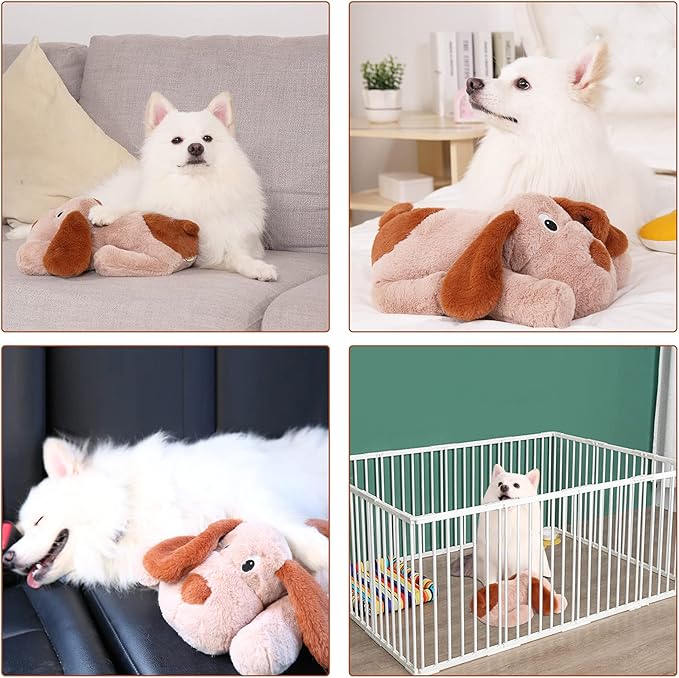 Puppy Heartbeat Toy, Dog Heartbeat Toy for Separation Anxiety Relief, Puppy Toy with Heartbeat Stuffed Animal Anxiety Calming Behavioral Aid Plush Toy for Dogs Cats Pets (Brown) - Bloomnest