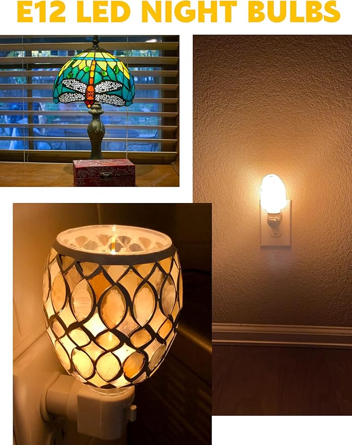 E12 C7 Small Base LED Night Light Bulbs, 7W&15W Incandescent Equivalent, 1W 120V 150LM Non-Dimmable 2700K Warm White LED Salt Lamp Bulbs for Dryer, Fridge, Decorations, 10 Pack - Bloomnest
