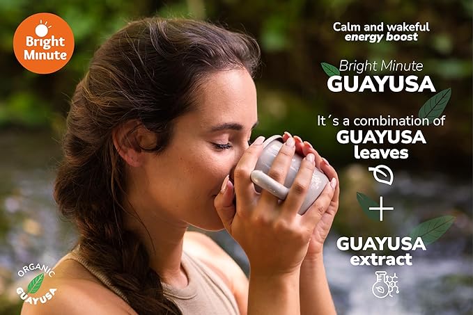 Bright Minute Guayusa infusion 50 teabags | Coffee Alternative & Addition | 55mg of natural caffeine per small 1.5G (0.05OZ) bag, Calm and Wakeful Energy Boost! - Bloomnest