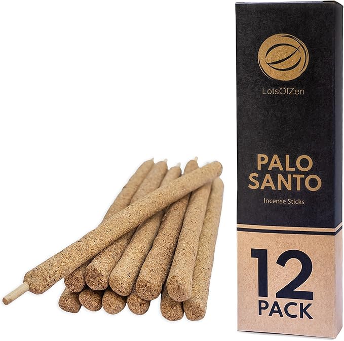 Large Palo Santo Incense Sticks (12 Pack) - Long Burning Handmade Natural Incense for Bad Energy Cleansing from Peru - Thick Palo Santo Resin Sticks LotsOfZen