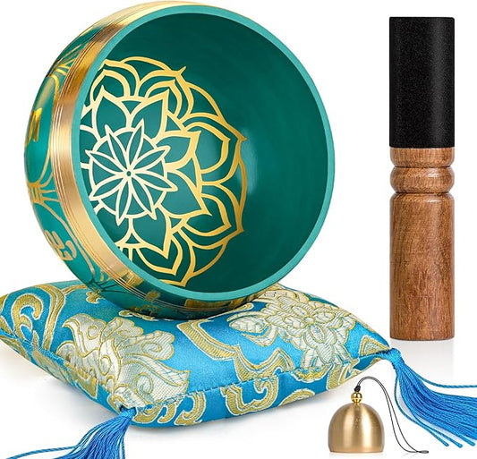 Tibetan Singing Bowls – Hand-Hammered in Nepal, Authentic Meditation Sound Bowls for Yoga, Chakra Healing, Mindfulness & Spiritual Self-Care Gifts for Women HIhealer