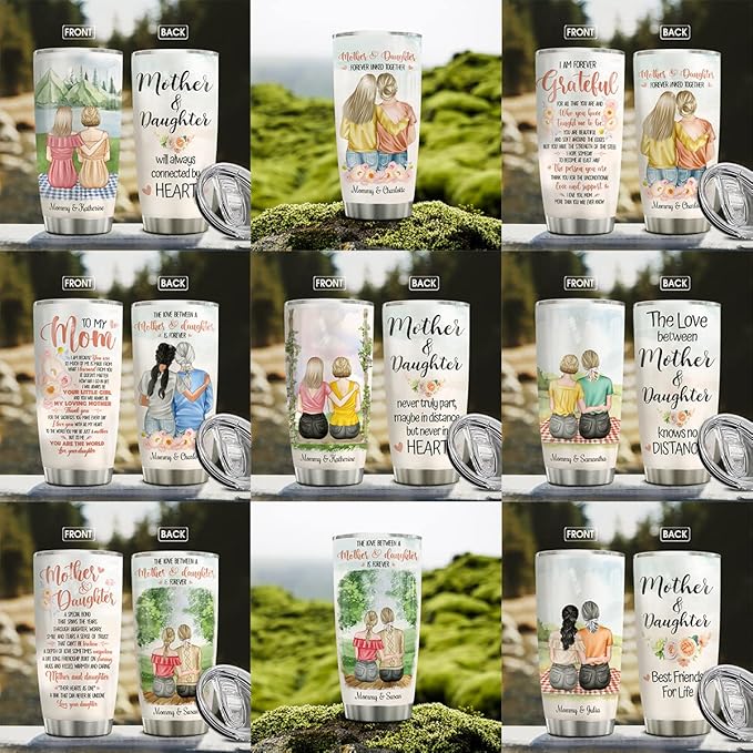 wowcugi Mom Tumbler Personalized Gift For Mom From Daughter Mother Daughter Tumblers 20oz 30oz Coffee Travel Mugwith Lid Birthday Mother's Day Christmas Presents For Moms Mommy Mothers - Bloomnest