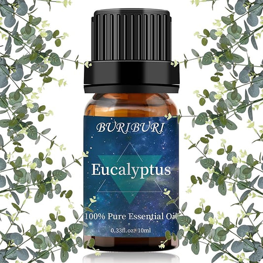 BURIBURI Eucalyptus Essential Oil for Diffuser, 100% Pure, Undiluted, Natural, Organic Aromatherapy Eucalyptua Fragrance Oils 10ML for Candle Making Soap Making BURIBURI