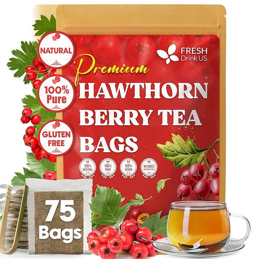FreshDrinkUS, Premium Hawthorn Berry Tea - 75 Tea Bags - 100% Natural Herbal Infusion, Caffeine-Free, Rich Aroma & Smooth Taste. Vegan - Bloomnest