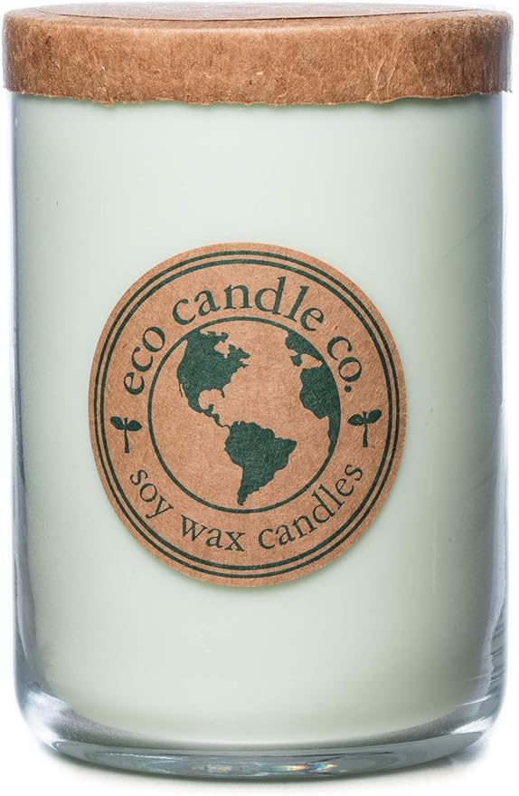 ECO CANDLE CO. Recycled Candle, Eucalyptus Mint, 26 oz. - Scents of Eucalyptus, Spearmint, & Peppermint - 100% Soy Wax, No Lead, Kraft Paper Label & Lid, Hand Poured, Made from Midwest Grown Soybeans - Bloomnest