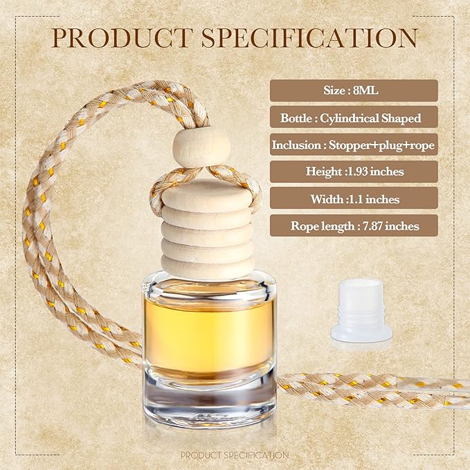 BBTO 50 Pcs Hanging Car Air Freshener Car Diffuser Bottles Empty Glass Perfume Bottle Freshener Diffuser Bottle Pendant for Essential Oil Fragrance Aromatherapy Bottle Ornament (Cylinder) - Bloomnest