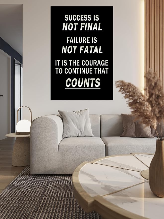 WYJDFART Inspirational Canvas Poster Failure Is Not Fatal Winston Churchill Quotes Printed Modern Artwork Motivational Wall Art for Gym Bedroom Office Home Decor Framed Ready to Hang [24" W X 36" H] - Bloomnest