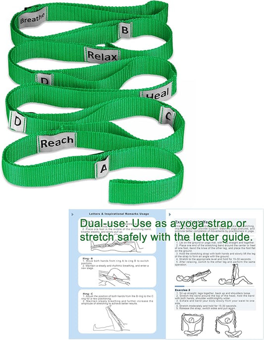 Stretching Strap Yoga Strap with 10 Loops, Non-Elastic Stretch Band for Physical Therapy, Flexibility, Exercise, Pilates, Dance & Gymnastics Workout - Bloomnest