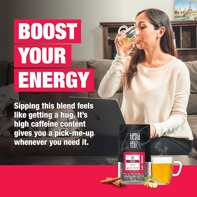 Tiesta Tea - Chai Love, Loose Leaf, Spiced Chai Black Tea, Premium High Caffeinated Blend, Make Hot or Iced & Brews Up to 200 Cups, 16 Ounce Resealable Bulk Pouch - Bloomnest