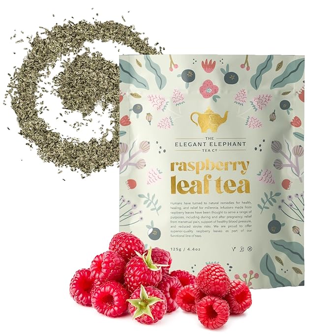 Raspberry Leaf Tea, Loose Leaf Herbal Tea – Supports Pregnancy & Labor Prep, Natural Menstrual Pain Relief – Women's Health – 4.4 oz Resealable Bag (Makes 50 Cups) – The Elegant Elephant - Bloomnest