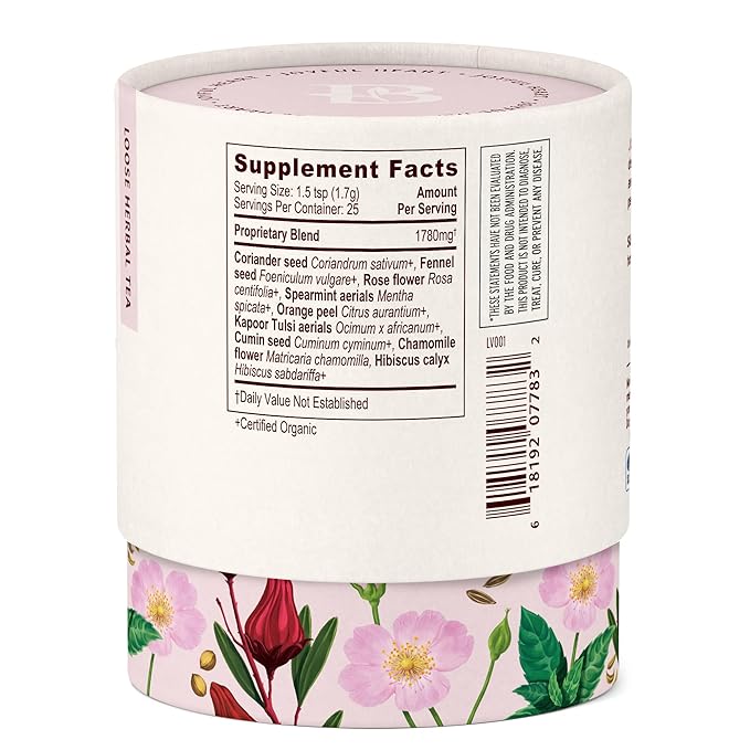 Banyan Botanicals Joyful Heart CCF Tea Loose Leaf Organic Herbal Tea Uplifting and Aromatic with Hibiscus, Tulsi, and Rose 1.5 oz. Non-GMO Sustainably Sourced - Bloomnest