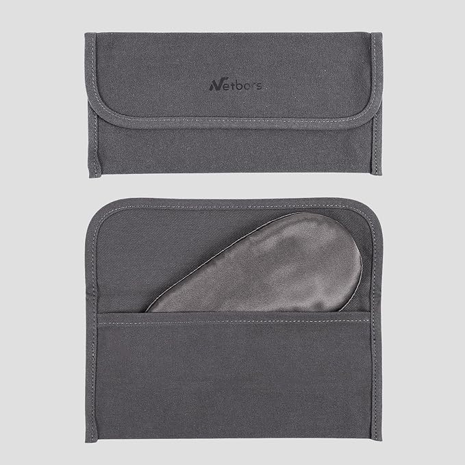 22mm Mulberry Silk Beauty Sleep Mask with Velvet Band & Travel Pouch, Light Blocking, Hair & Skin Friendly,Grey, Gift Packaging - Bloomnest