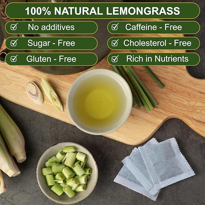 BOTAMONY 75 Premium Lemongrass Tea Bags 1.5g/Bag, 100% Natural Zacate de Limon, Caffeine-Free Herbal Tea for Daily Enjoyment, Refreshing Citrus-Mint Aroma & Smooth Flavor, Non-GMO & Vegan - Bloomnest