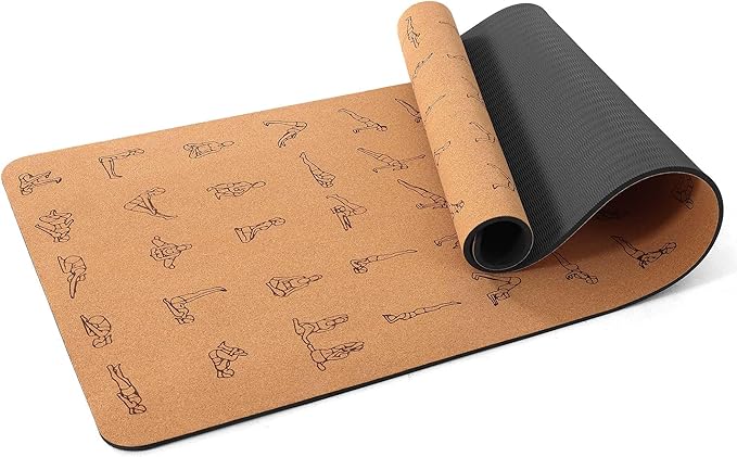 Premium Cork Yoga Mat 1/4 & 2/5 Inch Thick 72 x 26 in, Thick Cork and TPE Non Slip Yoga Mats for Women Men, Sweat Proof Eco-friendly, Great for Hot Yoga & Workouts - Bloomnest