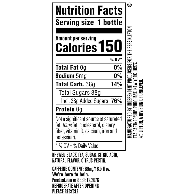 Pure Leaf Iced Tea, Sweetened Lemon, Real Brewed Tea, 18.5 Fl Oz Bottles (Pack of 12) - Bloomnest