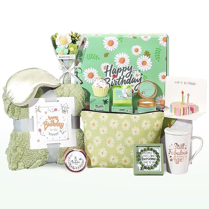 Birthday Gifts for Women, Daisy Happy Birthday Gift Basket for Women Self Care Gifts Happy Birthday Gift Baskets for Her ,Girlfriend,Wife,Mom,Grandma, Gifts Box Set with Coffee Mug For Women - Bloomnest