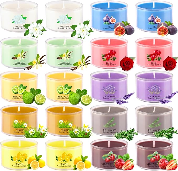 Aromatherapy Scented Candles 20 Pack - Small Candle Gift Set for Women with 10 Scents, 1.6oz Long-Lasting Soy Wax Candles for Relaxation, Yoga, Bath, Christmas Birthday Gifts, Home Decor - Bloomnest
