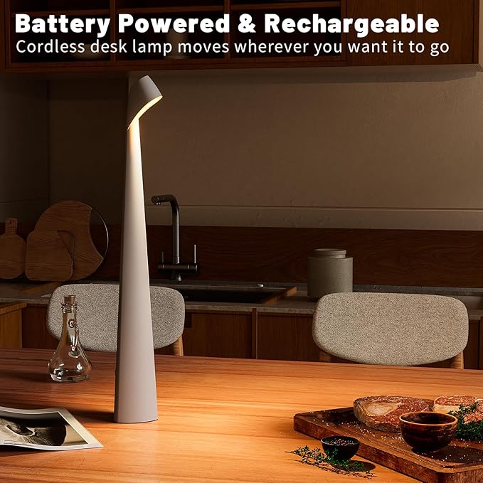 Table Lamps Cordless Rechargeable Battery Light, LED Desk Lamps Outdoor Portable Touch Lamps, Operated Wireless Portable Lamp. (Grey) - Bloomnest