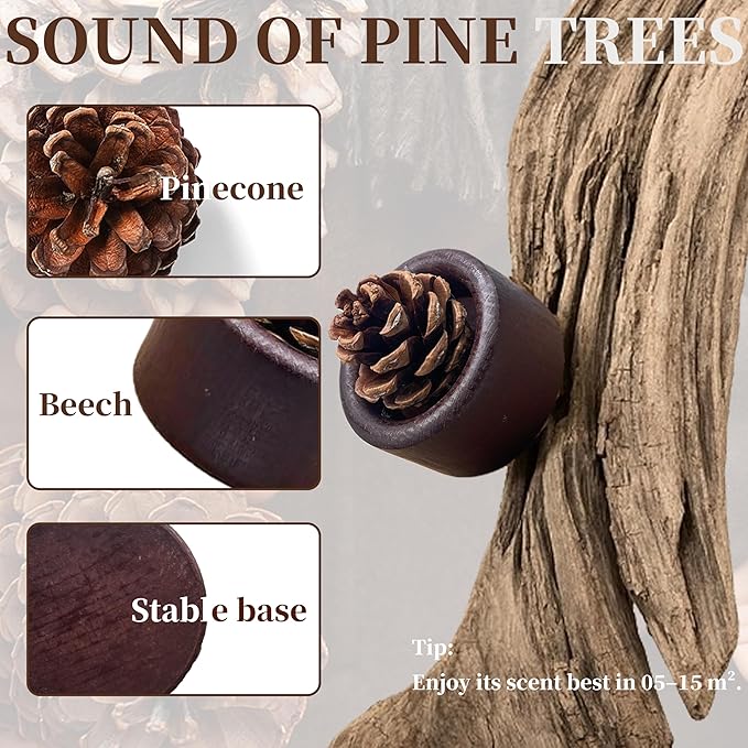 Pinecone Passive Diffuser - 2 Pack Natural Materials Essential Oil Diffusers Set, Needed for Small Spaces, Aromatherapy for Desk, Office, Home, Bedroom or Car Decor - Bloomnest