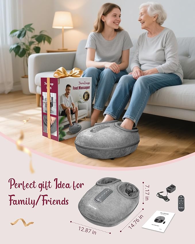 Foot Massager with Heat, Compression, Shiatsu Foot Massager Machine with Remote, Auto-Off Timers, Foot Warmer for Home Office, Up to Size 14 - Bloomnest