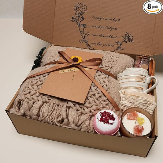 Cozy Care Package for Women – Warm & Comforting Thinking of You Gift Box for Birthday,BES Friend Gift, Get Well Soon, Sympathy, Self Care,Cancer Care & Encouragement(TAN) - Bloomnest