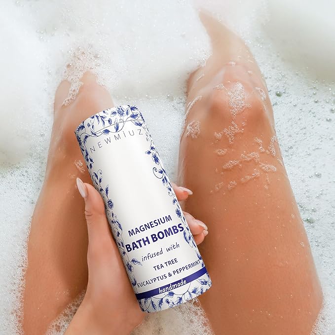 Magnesium Bubble Bath Bombs Long Lasting Foaming Sore Muscles Recovery Tea Tree Relaxing Stress Relief Calming Self Care Spa Gift for Birthday Christmas - Bloomnest
