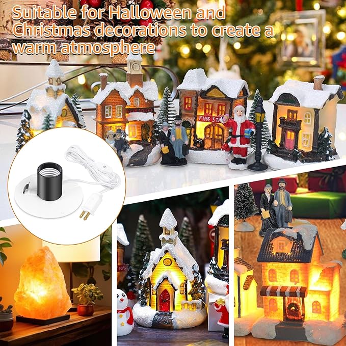 Sigely Blow Mold Light Kit Replacement Light Cord,for Halloween Christmas Blow Mold Village Craft Indoor Outdoor Decorations,for E26 E27 Salt Lamp Bulb with On/Off Switch Fuse Plug 4 Set - Bloomnest