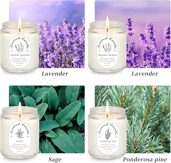 LOSNYA 4 Pack Candles for Home Scented, Lavender Candles, 28 oz 200 Hour Long Lasting Aromatherapy Candle Set, Candle Gift Set for Women, Perfect for Birthday Gifts - Bloomnest