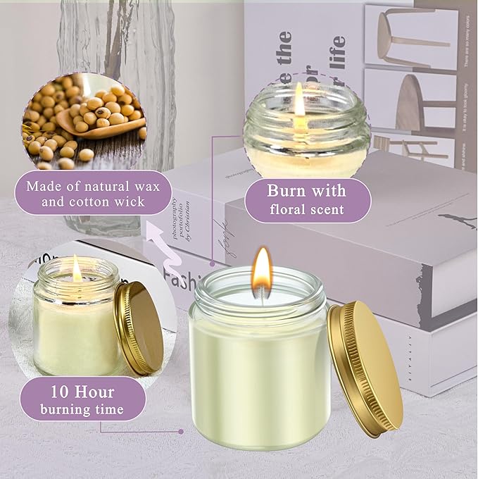 ACITHGL 36 Pcs 4oz Mini Mason Jar Candles Small Scented Candles Bulk Aromatherapy Ideal Souvenir Favors for Wedding Birthday Party (Freesia, Lavender, Jasmine, Gold) - Bloomnest