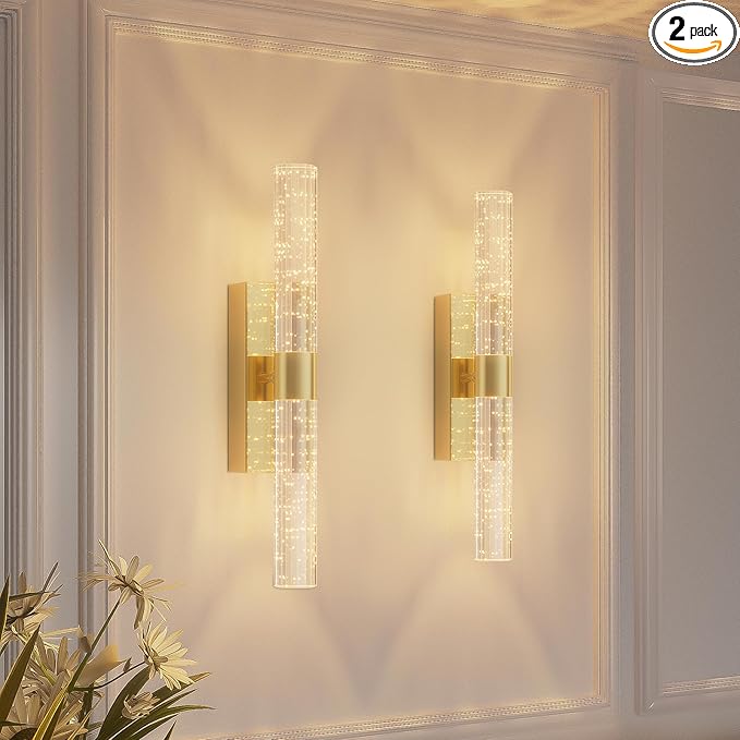camuucci Battery Operated Gold Wall Sconces Set of 2 Rechargeable Battery Powered Wall Light with 12000mAh Not Hardwired Dimmable Wall Lamp Fixtures for Bedroom Living Room 20.9 Inches - Bloomnest