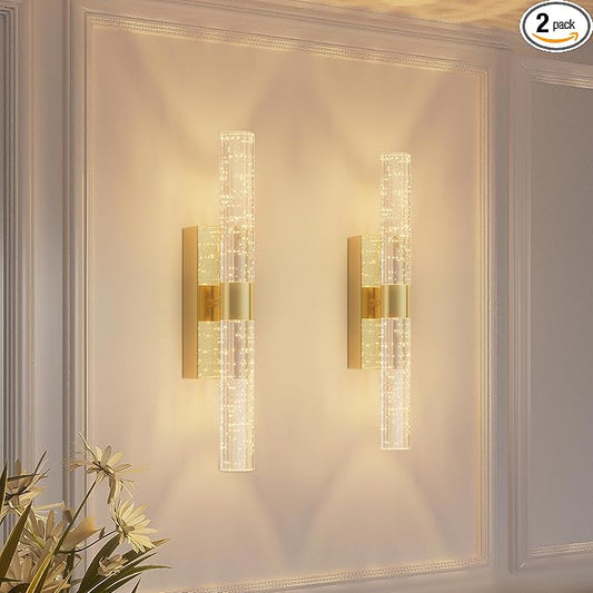 camuucci Battery Operated Gold Wall Sconces Set of 2 Rechargeable Battery Powered Wall Light with 12000mAh Not Hardwired Dimmable Wall Lamp Fixtures for Bedroom Living Room 20.9 Inches - Bloomnest