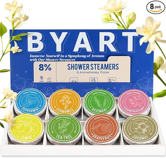 Shower Steamers Aromatherapy, 8% Natural Essential Oils, Women/Men Spa Steamer, Lingering Intense Aroma, Soothing Stress Relief, Body&Soul Relaxing Bath Bombs, Stocking Stuffer for Friend/Family - Bloomnest