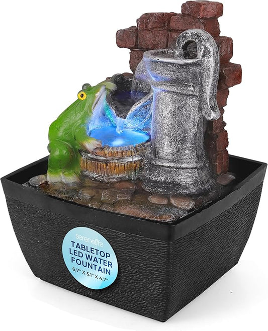 SereneLife Tabletop Water Fountain, Home Decor Soothing Sound Machine with Automatic Pump, Zen Relaxing Decor for Meditation, Perfect Holiday Thanksgiving Christmas Gift, 6.7" Tall