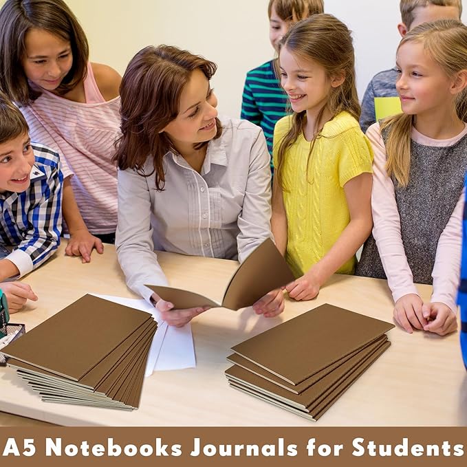 Mimorou 100 Pcs Journals Notebooks Bulk - Kraft Softcover A5 Small Notebooks 5.5 Inch x 8.3 Inch Notepads with 60 Page 30 Sheet for Writing Sketch Travel Office Supplies(Dark Brown,Lined) - Bloomnest