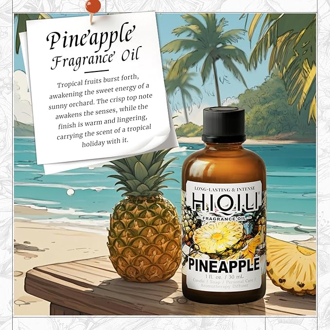 HIQILI Pineapple Fragrance Oil for Diffuser, Soaps, Bath Bombs, Candles Making, Bright Scents for Home, Car & Office - 1 Fl Oz - Bloomnest