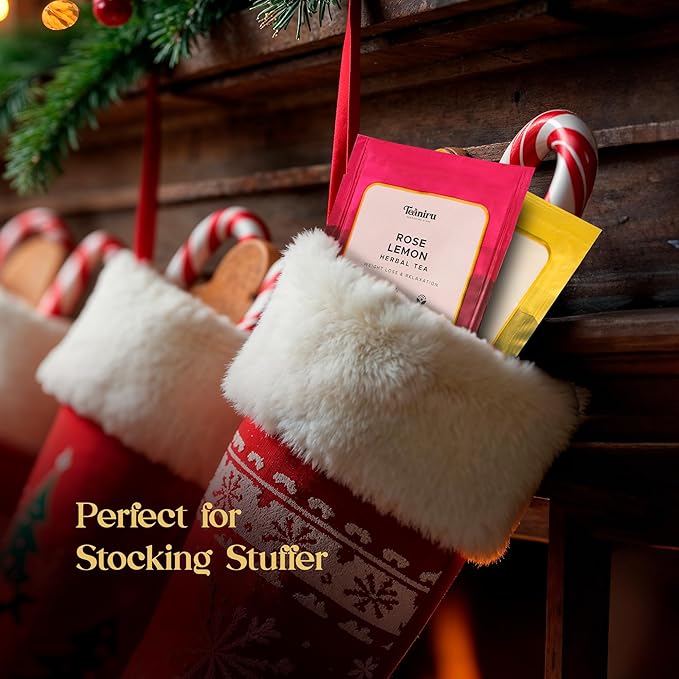 Teaniru, Assorted Holiday Tea Collection - Christmas Tea Sampler | 4 Holiday Green Tea | Holiday Tea for Detox, Energy - Brew Hot or Iced | Christmas Tea Bags for All | Thanks Giving - Bloomnest