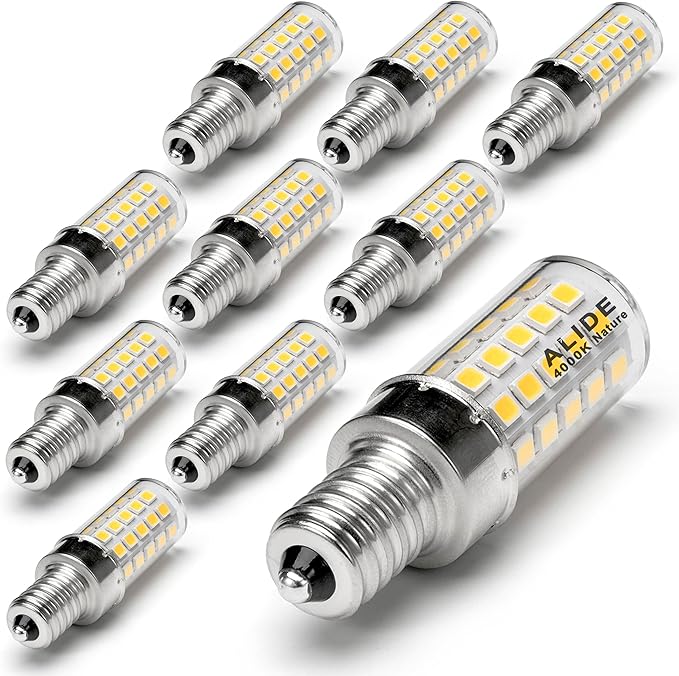 ALIDE E12 60W 4000k C7 Led Candelabra Light Bulbs Replacement, Small Base E12 6W LED Bulbs T6 Natural White 110V 120V for Ceiling Fan Chandelier Lighting,550lm,Non-dimmable 10Pack - Bloomnest