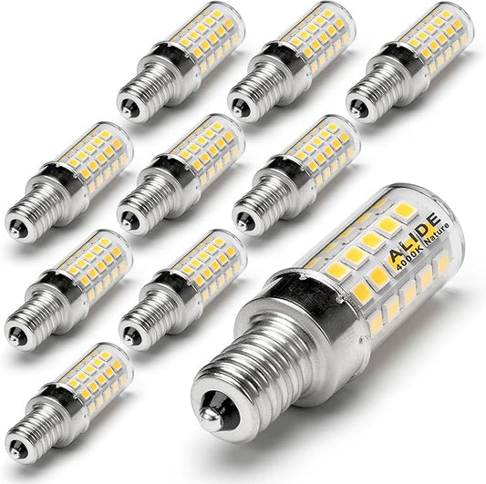 ALIDE E12 60W 4000k C7 Led Candelabra Light Bulbs Replacement, Small Base E12 6W LED Bulbs T6 Natural White 110V 120V for Ceiling Fan Chandelier Lighting,550lm,Non-dimmable 10Pack - Bloomnest