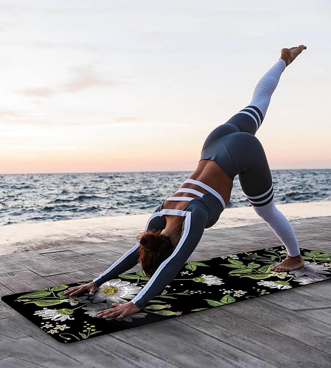 Non Slip Yoga Mat TPE Workout Mat for Men Women, Thick Workout Mat with Carrying Strap, Fitness Mats for Exercise, Yoga, Fitness, Pilates, Floor Workouts (72" x 24" x 6mm) - Bloomnest