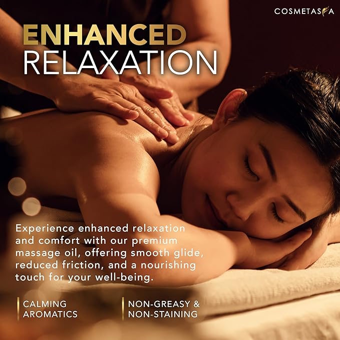 Cosmetasa Lavender Massage Oil for Massage Therapy - All Natural, Cruelty-Free & Spa Quality Skin Therapy Oil, Calming & Soothing Care - Lavender, Geranium & Grapeseed Oil (16.9 oz) - Bloomnest