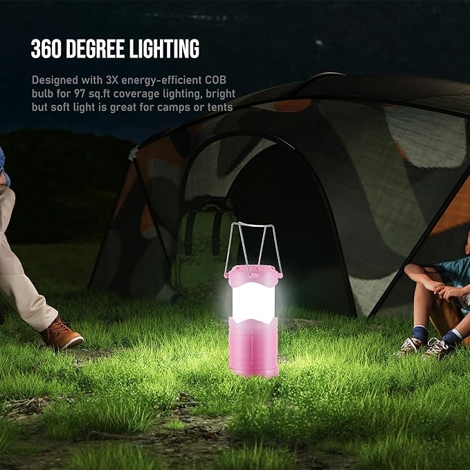 Lichamp LED Camping Lantern, 4 Pack Battery Powered Flashlight for Power Outages, Portable Collapsible Hanging Light Essential for Home, Outdoor, Emergency Lamp Survival Kit Gear for Hurricane, C1 - Bloomnest
